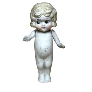 Antique Bisque Porcelain Flapper Doll Side Glance Figurine 7" Jointed Arms